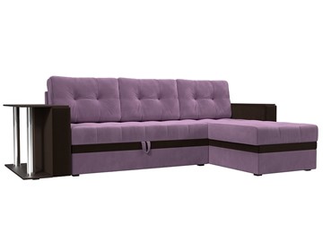 Угловой диван для гостиной Атланта М, Сиреневый/Коричневый (микровельвет) во Владивостоке