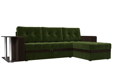 Угловой диван для гостиной Атланта М, Зеленый/Коричневый (микровельвет) во Владивостоке