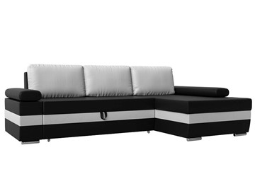 Угловой раскладной диван Канкун, Черный/Белый (экокожа) НПБ в Артеме