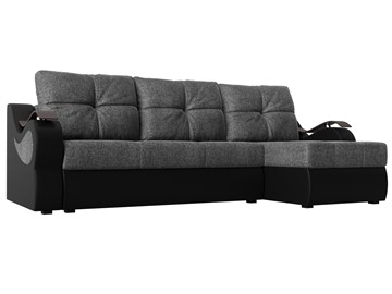 Угловой диван Меркурий, Серый/черный (рогожка/экокожа) в Артеме