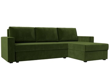 Угловой диван с оттоманкой Траумберг Лайт, Зеленый (микровельвет) в Артеме