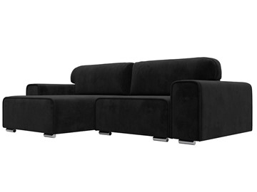 Угловой диван с оттоманкой Лига-029, Черный (Велюр) в Находке