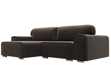 Угловой диван с оттоманкой Лига-029, Коричневый (Велюр) в Находке