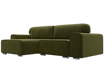 Угловой диван с оттоманкой Лига-029, Зеленый (Микровельвет) в Находке