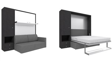 Подъемная кровать Кровать-трансформер Smart (ШЛ+КД 1400), шкаф левый, правый подлокотник во Владивостоке