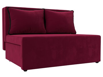 Прямой диван Лагуна, Бордовый/Черный (Микровельвет) в Артеме