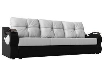 Прямой диван Меркурий еврокнижка, Белый/черный (экокожа) в Артеме