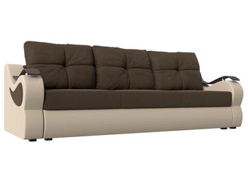 Прямой диван Меркурий еврокнижка, Коричневый/бежевый (рогожка/экокожа) в Артеме