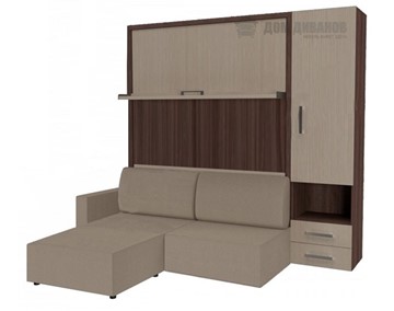 Шкаф-кровать Кровать-трансформер Smart (КД 1400+ШП+Пуф), шкаф правый, левый подлокотник в Находке