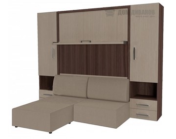 Подъемная кровать Кровать-трансформер Smart (ШЛ+КД 1600+ШП+Пуф), 2 шкафа, без подлокотников в Артеме