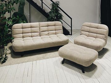 Комплект мебели Абри цвет бежевый диван + кресло +пуф пора металл в Уссурийске