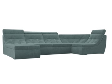 Модульный П-образный диван Холидей люкс, Бирюзовый (велюр) в Артеме