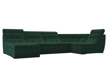Модульный П-образный диван Холидей люкс, Зеленый (велюр) во Владивостоке