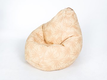 Кресло-мешок Груша среднее, жаккард, бежевые листья в Артеме