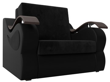 Кресло-кровать Меркурий (60), Черный\Черный (Велюр\Экокожа) во Владивостоке