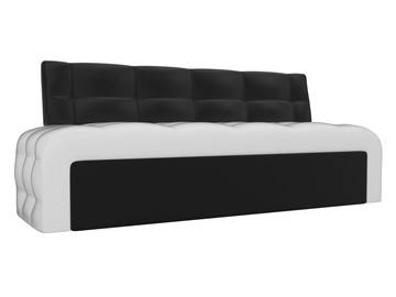 Прямой кухонный диван Люксор, Белый/Черный (экокожа) в Артеме