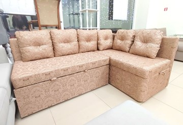 Угловой кухонный диван Яшма 1 ДУ Весь в ткани Жаккард AFINA 06 в Уссурийске