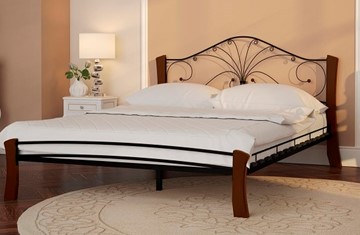 Двуспальная кровать Фортуна 4 Лайт, 1600, черный/махагон в Находке