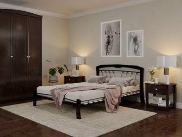 Кровать двуспальная Муза 4 Лайт, 1600, черный/шоколад в Артеме