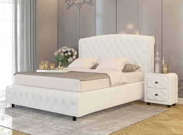 Кровать в спальню Salvatore Grand 200x200, Экокожа (Белый) в Артеме