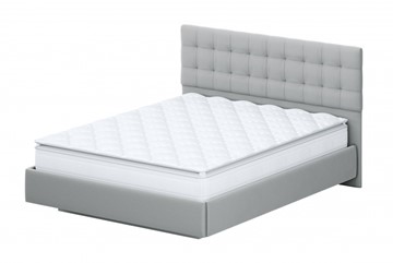 Двуспальная кровать №2 (универсальная 1,6х2,0) серия №2, белый/серый ткань/квадро серый ткань в Артеме