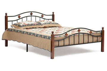 Кровать AT-126 дерево гевея/металл, 160*200 см (Queen bed), красный дуб/черный в Артеме