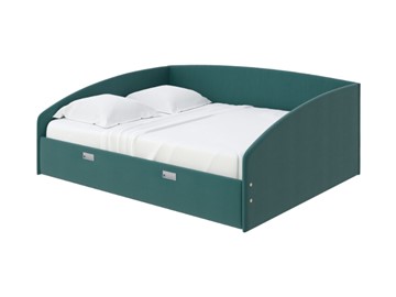 Кровать двуспальная Bono 160х200, Велюр (Forest 560 Морская волна) в Артеме