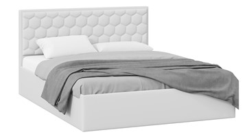 Кровать двуспальная с подъемным механизмом Порто (Экокожа белая Polo) без заглушины в Артеме
