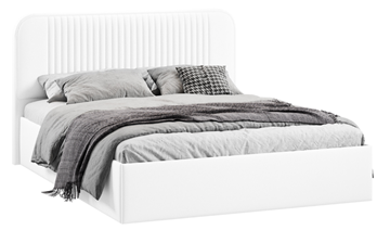 Кровать в спальню с подъемным механизмом с заглушиной Тиффани тип 1 (Экокожа белая Polo) во Владивостоке