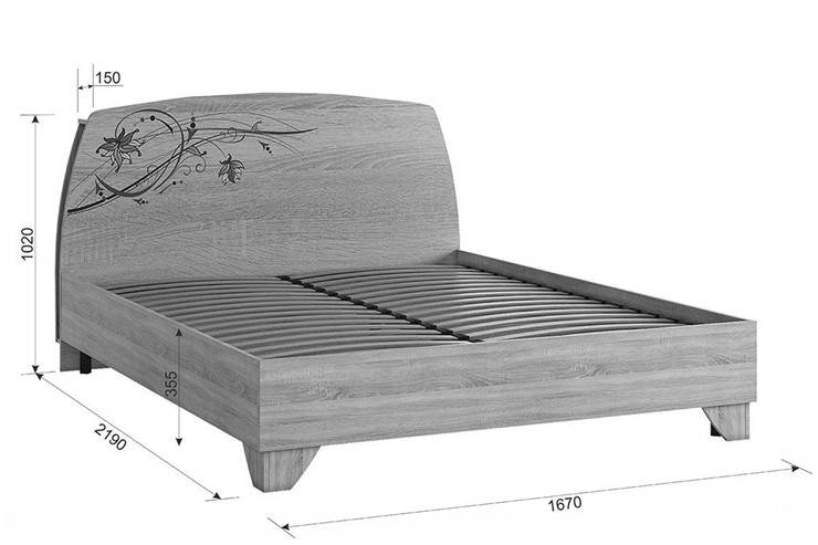 Кровать в спальню Виктория-1 1.6, Дуб сонома во Владивостоке - изображение 4