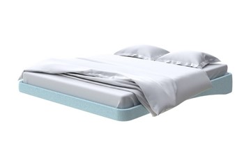 Кровать двуспальная парящая 180х200, Велюр (Scandi Cotton 20 Голубой Лед) во Владивостоке