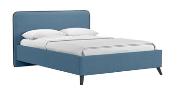 Кровать с механизмом полуторная Миа, 140 Bravo blue (светло-синий) / кант Лайт 10 Велюр (коричневый) + кроватное дно во Владивостоке
