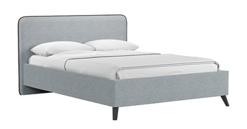 Кровать с механизмом полуторная Миа, 140 Bravo grey (серый) / кант Лайт 10 Велюр (коричневый) + кроватное дно во Владивостоке