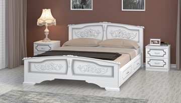 Кровать с выкатными ящиками Елена (Белый Жемчуг) 160х200 в Артеме