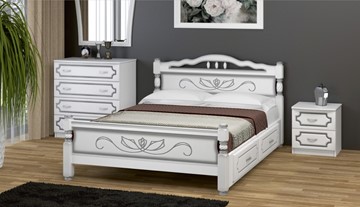 Кровать с выкатными ящиками Карина-5 (Белый Жемчуг) 160х200 в Артеме