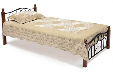 Кровать AT-808 дерево гевея/металл, 90*200 см (Single bed), красный дуб/черный в Артеме