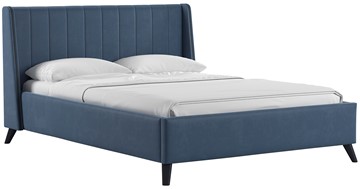 Спальная кровать Мелисса 140, арт. Тори 83 велюр (серо-синий) + кроватное дно в Артеме
