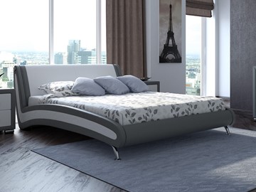 Кровать Corso-2 160х200, Экокожа (Серый с белым) во Владивостоке
