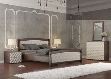 Двуспальная кровать Магнат 160*190 с основанием, мягкие спинки во Владивостоке