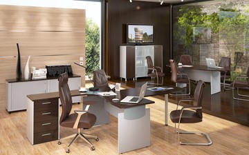 Офисный комплект мебели OFFIX-NEW для двух сотрудников и руководителя в Уссурийске
