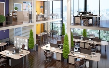 Комплект офисной мебели Xten в опенспэйс для четырех сотрудников в Уссурийске