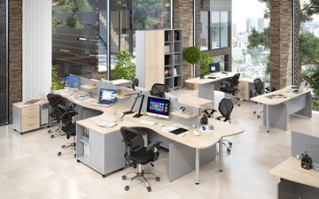Комплект офисной мебели OFFIX-NEW для 4 сотрудников с двумя шкафами в Уссурийске