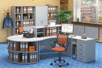 Офисный комплект мебели Moно-Люкс для 2 сотрудников с большим шкафом и тумбами в Уссурийске