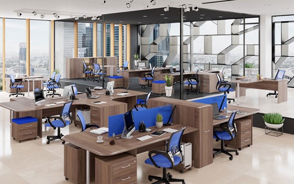 Комплект офисной мебели Wave 1, два рабочих места во Владивостоке - изображение