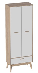 Детский шкаф 2-дверный Мебельград Калгари, Дуб натуральный светлый/Белый в Находке