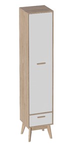 Детский шкаф одностворчатый Калгари, Дуб натуральный светлый/Белый матовый в Артеме