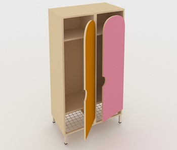 Детский 2-дверный шкаф ШГС2 Беж + Розовый+Оражневый в Артеме