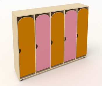 Распашной детский шкаф ШГ5У Беж+Оранжевый+Розовый во Владивостоке