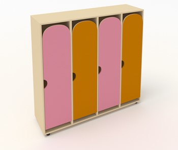 Шкаф детский распашной ШГ4У Беж+Оранжевый+Розовый в Артеме