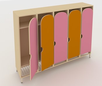 Шкаф детский ШГС5 Беж +Оранжевый + Розовый в Артеме